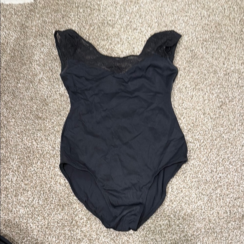 Class-in New York Black Cap Sleeve Sweetheart Leotard